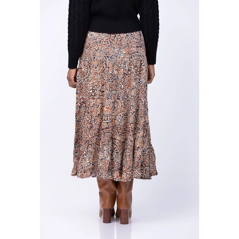 Anthropologie Love The Label Wanda Skirt In Fire Clay Printed Smocked L 287453 - Picture 4 of 9